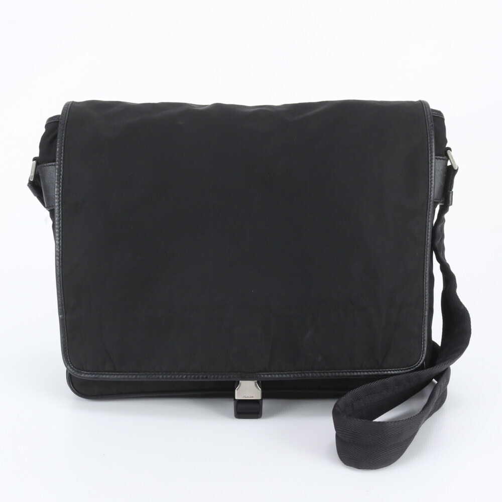 Prada Tessuto Nylon Shoulder Bag/Messenger Bag with Triangle Logo and White T...
